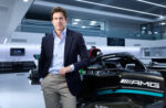 Toto Wolff. CEO of the Mercedes-AMG PETRONAS F1 Team and Head of Mercedes-Benz Motorsport. Photographed beside a 2023 F1 car at the tema's home in Brackely, Northamptonshire, England. Photograph by David Levene 6 November 2024