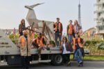 Zhanna Kadyrova and the "Security Guarantees" team. Zhanna Kadyrova's "Origami Deer" sculpture arrives at the headquarters of UNESCO in Paris, on it's way to Venice as part of "Security Guarantees", the theme of the Ukrainian Pavilion at the 61st Venice Biennale (9 May–22 November 2026. The deer, made from aluminum, was originally installed in 2019 on the site of a dismantled Soviet nuclear-capable jet in Pokrovsk, Donetsk region, and evacuated from the front line in 2024. Paris, France. Photograph by David Levene 23/3/26